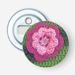 Décapsuleur Copie verte naturelle de crochet de fleur rose