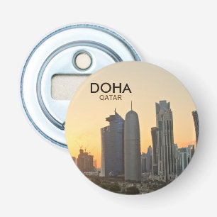 Décapsuleur Coucher de soleil sur Doha, Qatar texte carré