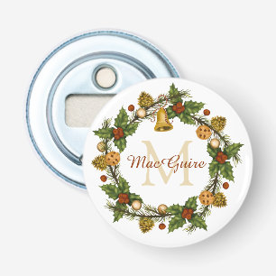 Décapsuleur Couronne de Noël élégante vintage monogrammée