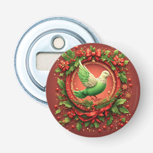 Décapsuleur Couronne de Noël festive avec colombe verte