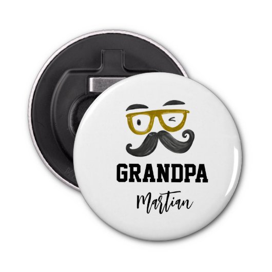 Décapsuleur Cours amusant jaune et moustache Grandpa personnal (Devant)