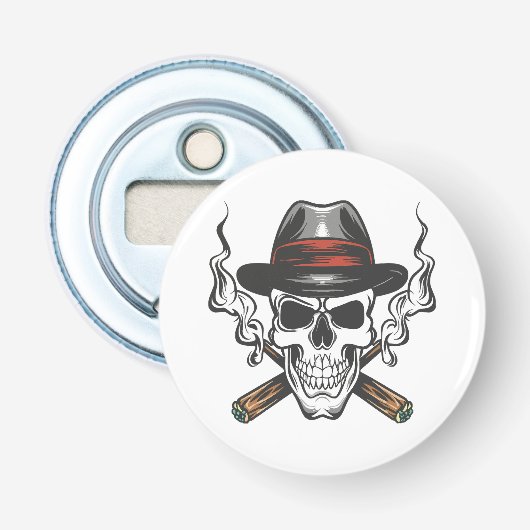 Décapsuleur Crâne de gangster avec chapeau fedora (Devant)