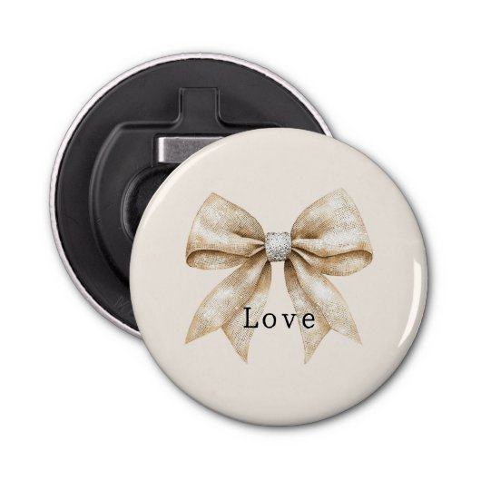 Décapsuleur Crème chic blanc argent glam Bow Love (Devant)