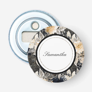 Décapsuleur Crème noire léopard animal floral