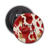 Décapsuleur Crème Rouge Or Occidental Cowhide Howdy (Devant)