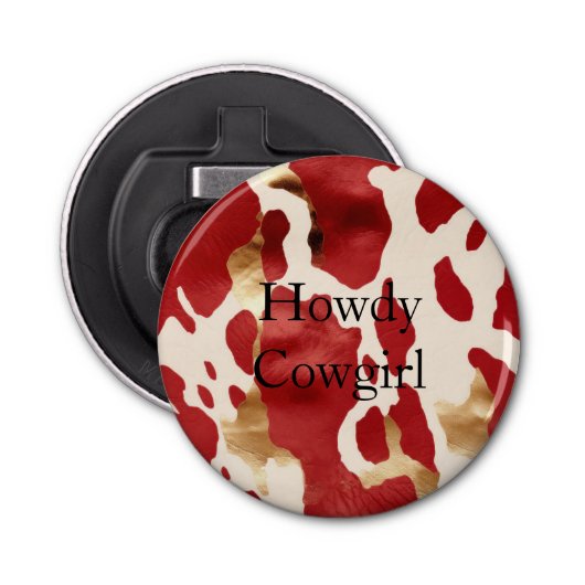 Décapsuleur Crème Rouge Or Occidental Cowhide Howdy (Devant)