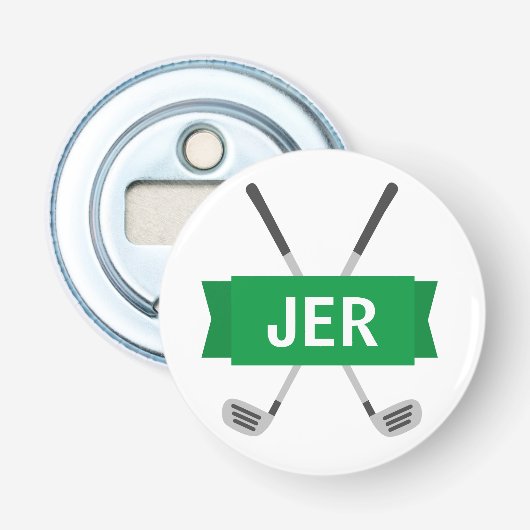 Décapsuleur Croix moderne personnalisée avec monogramme, vert (Devant)