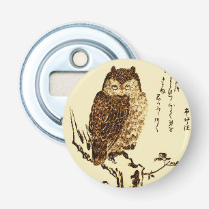 Décapsuleur Croquis d'encre japonaise vintage d'un hibou