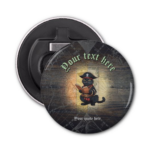 Décapsuleur Curieux chat pirate décrypter mystères anciens (Devant)