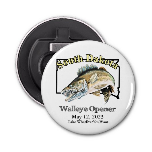 Décapsuleur Custom Lake and Date South Dakota Walleye Opener (Devant)