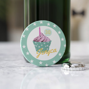 Décapsuleur Cute 30e anniversaire Cupcake Monogram Bottle Ouvr
