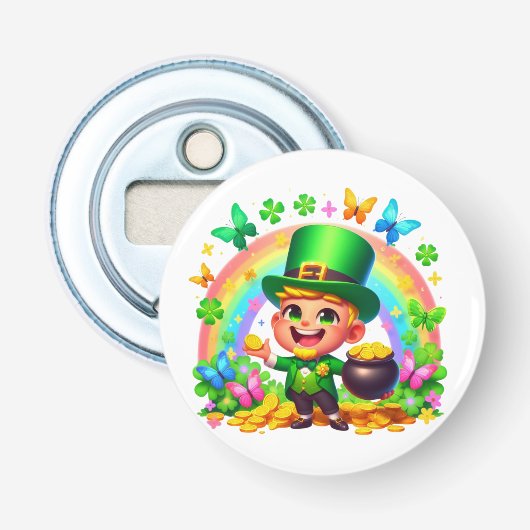 Décapsuleur Cute arc-en-ciel Leprechaun avec or (Devant)