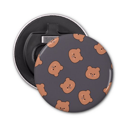 Décapsuleur Cute Brown Teddy Bear Face Pattern Dark Blue (Devant)
