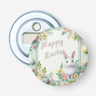 Décapsuleur Cute, floral heureux lapin de Pâques