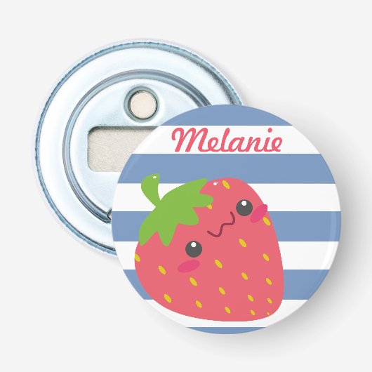 Décapsuleur Cute Kawaii fraise rayée personnalisée (Devant)