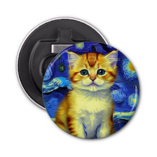 Décapsuleur Cute Kitten Starry Night Van Gogh