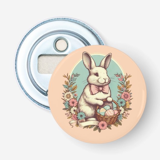 Décapsuleur Cute, lapin de Pâques vintage/oeuf/panier (Devant)