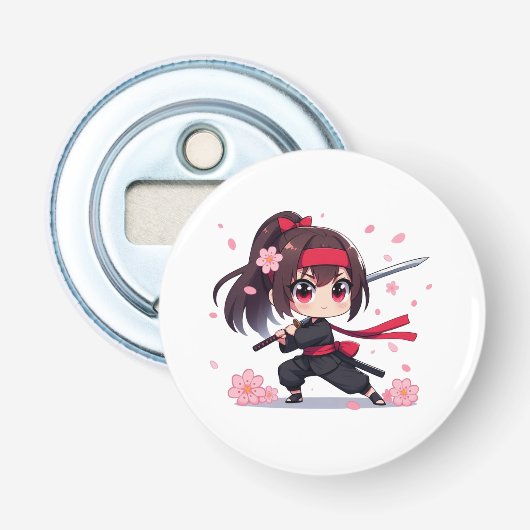Décapsuleur Cute ninja guerrière fille en fleur (Devant)