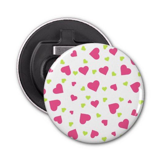 Décapsuleur Cute rose et vert Tumbling Hearts Motif (Devant)