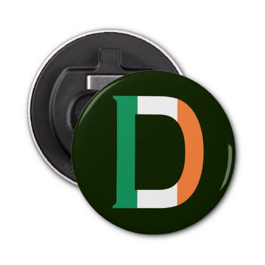 Décapsuleur D Monogramme superposé sur le bocal drapeau irland (Devant)
