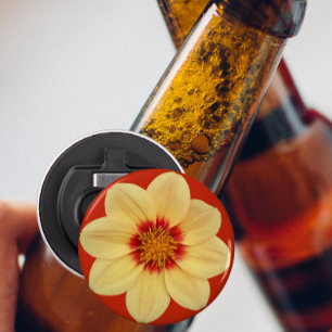 Décapsuleur Dahlia jaune sur la Flore rouge