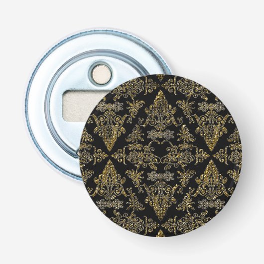 Décapsuleur Damask 06 Black-Gold-Round Bottle Ouverteurs (Devant)