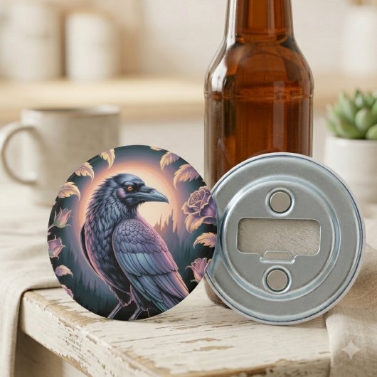 Décapsuleur Décor de bar gothique à corbeau