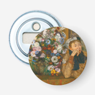 Décapsuleur Degas Une Femme assise à côté d'un vase de fleurs