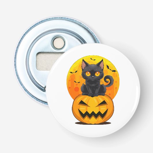 Décapsuleur Déguisement Halloween Citrouille Chat Noir (Devant)