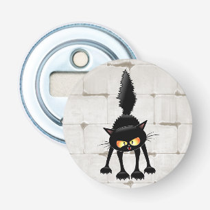 Décapsuleur Dessin animé de chat noir drôle et féroce 