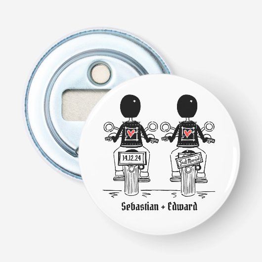 Décapsuleur Deux Chambres Biker Moto Mariage Faveur (Devant)