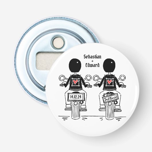 Décapsuleur Deux Chambres Biker Moto Mariage Faveur (Devant)