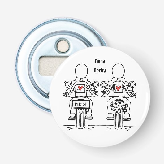 Décapsuleur Deux Mariées Biker Moto Mariage Faveur (Devant)