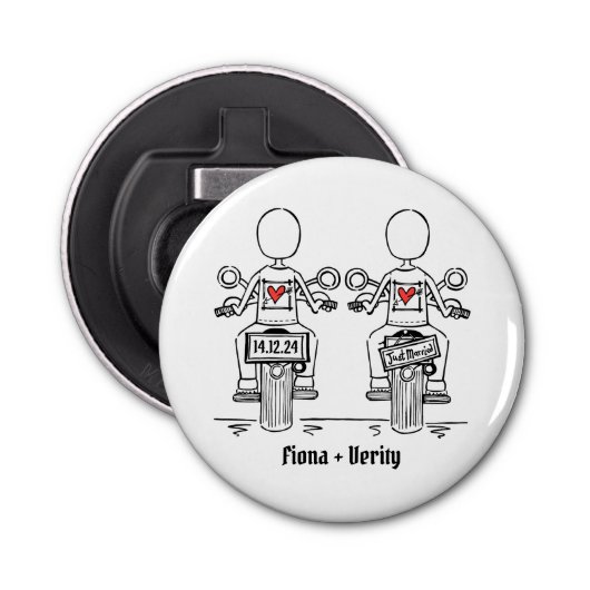 Décapsuleur Deux Mariées Biker Moto Mariage Faveur (Devant)
