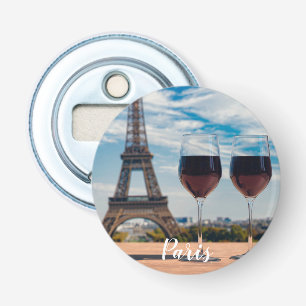 Décapsuleur Deux verres de vin avec la tour Eiffel
