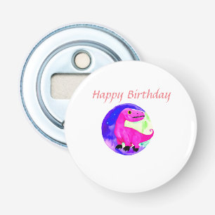 Décapsuleur Dinosaure anniversaire aquarelle rose violet vert