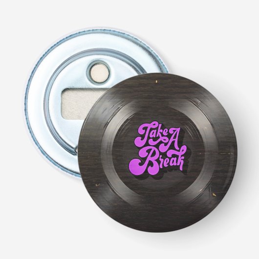 Décapsuleur Disque Vinyle Rétro - Groove Synthwave Violet (Devant)