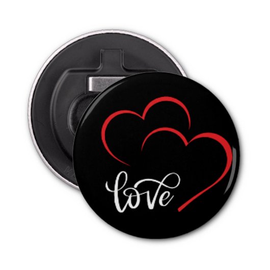 Décapsuleur Double Heart 'Love' Badge/Pin Button (Devant)