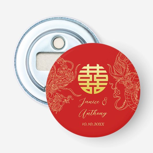 Décapsuleur dragon et phénix de mariage chinois (Devant)