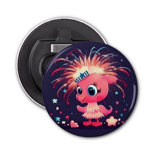 Décapsuleur Drapeau américain avec Flamant rose Cartoon-69218 (Devant)
