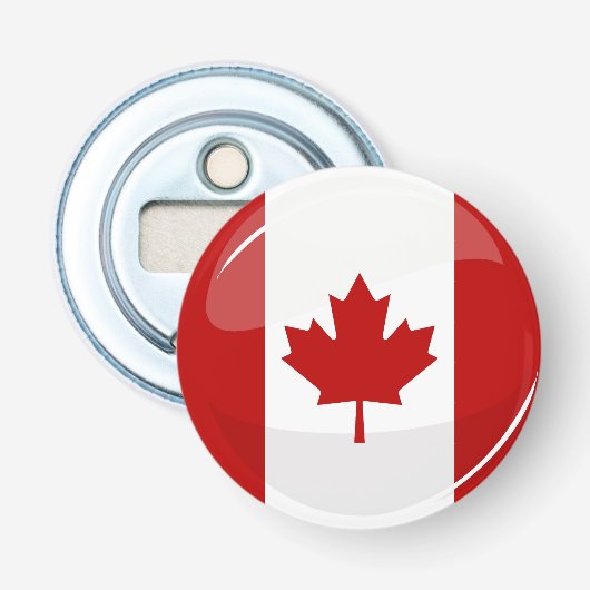 Décapsuleur Drapeau canadien rond brillant (Devant)