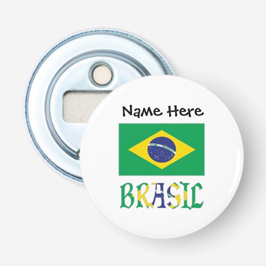 Décapsuleur Drapeau du Brésil et Brésil avec le nom (Devant)