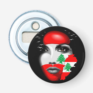Décapsuleur Drapeau et carte du Liban sur le visage de la fill