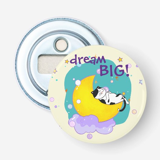 Décapsuleur "Dream Big" Chat Sur La Lune Citation Inspirationn (Devant)