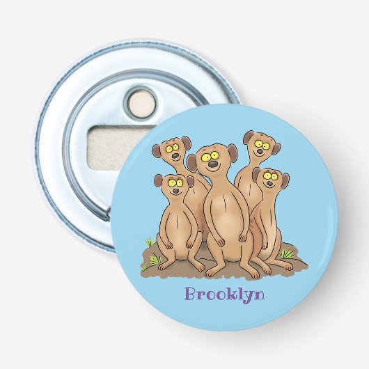 Décapsuleur Drôle dessin de la famille meerkat (Devant)