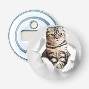 Décapsuleur Drôle Gray Cat Popping à travers l'illusion du pap