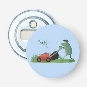 Décapsuleur Drôle grenouille verte tondre la pelouse dessin