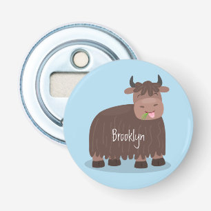 Décapsuleur Drôle joyeux yak mangeant de l'herbe dessin d'illu