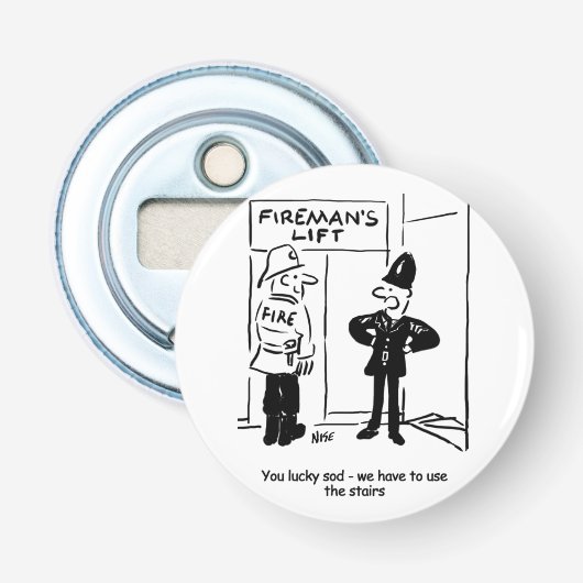 Décapsuleur Drôle pompier et dessin de policier (Devant)