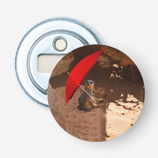 Décapsuleur Drôle Sun Smart Meerkat sous parapluie, (Devant)